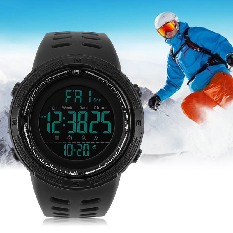 Mens Male Digital Back Light Round Waterproof Sport Watch Wristwatch