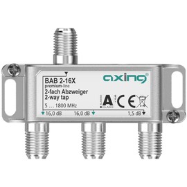 Axing BAB 2-16X 2-Way Splitter 16 dB 5-1800 MHz TV Data Internet Cable TV
