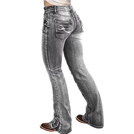 Flamingals Butt Lifting Bootcut Jeans Stretchy Casual Fall Winter Trendy Flare Leg Jeans for Women Black M