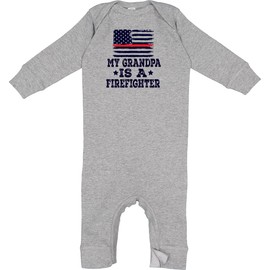 inktastic Firefighter Grandpa Fireman Flag Baby Romper Coveralls 12 Months Heather 2ecc6