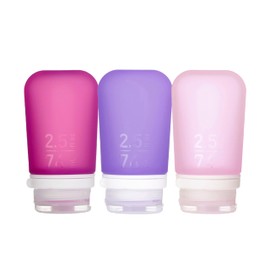 humangear GoToob+ 3-Pack (Medium) | Refillable Silicone Travel Bottle | Locking Lid | Food-Safe Material | Rose/Lilac/Magenta, Medium (2.5 fl.oz.; 74ml)
