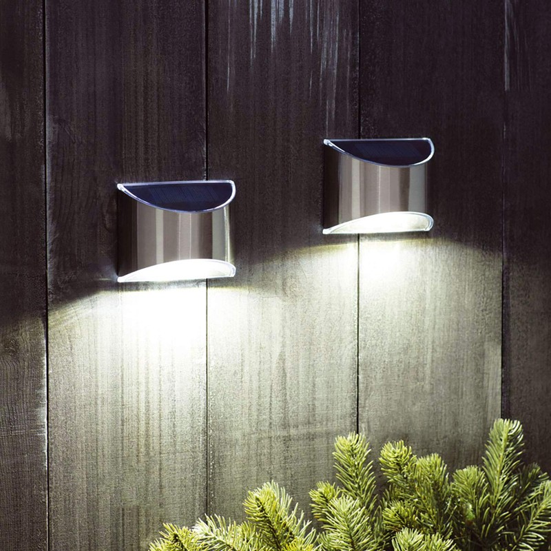 Solalite® 2 Pack Stainless Steel Security Solar Wall Lights -