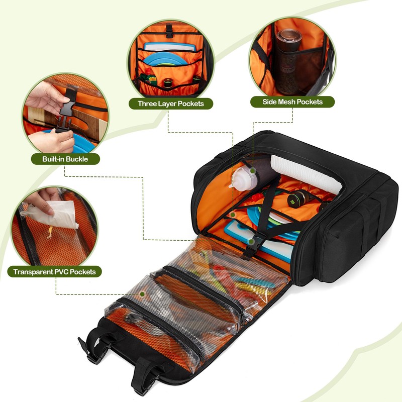 HODRANT Large Tactical Camping Kitchen Organizer, Hanging Cookware Storage Bag