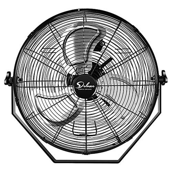 Simple Deluxe 18 Inch Industrial Wall Mount Fan, 3 Speed Commercial Ventilation Metal Fan for Warehouse, Greenhouse, Workshop, Patio, Factory and Basement - High Velocity