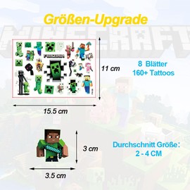 Luminous Tattoos for Children, 8 Sheets Temporary Tattoo Set, Tattoos for Sticking, Children's Birthday Party Gift Decorations, Advent Calendar Children's Gifts