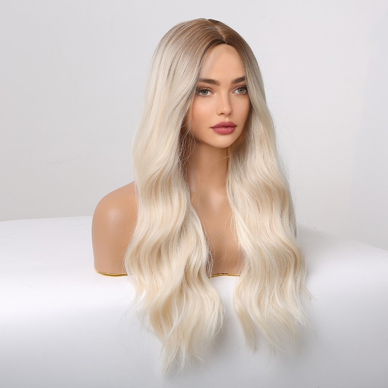 Synthetic Wig Blonde Curly Wavy Wig Long Hairpiece