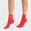 DIM Women's Skin Style Fancy Hearts x2 Socks, Red, One