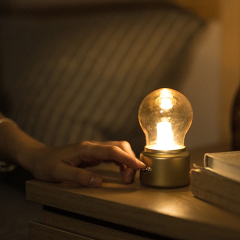 Creative Retro LED Night Light USB Rechargeable Night Light Gold