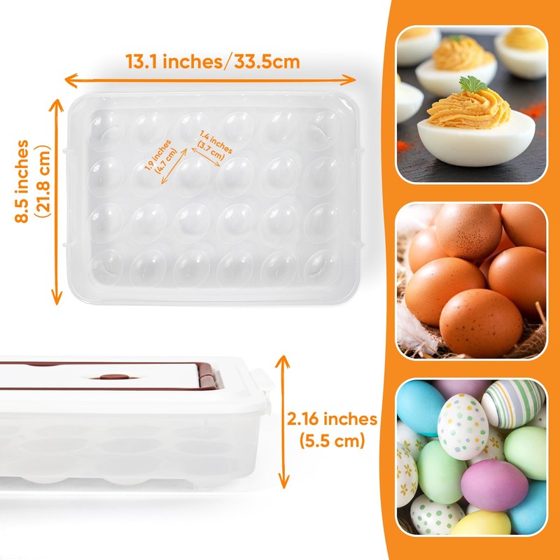 PIUGERU Deviled Egg Containers with Lid, (Set of 2), Plastic