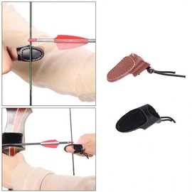 2-Piece Leather Finger Archery Guard & Support Brace Practice Black 2-pack