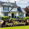 ANOMM Happy 18th Birthday Banner, 18th Black Gold Fabric Happy