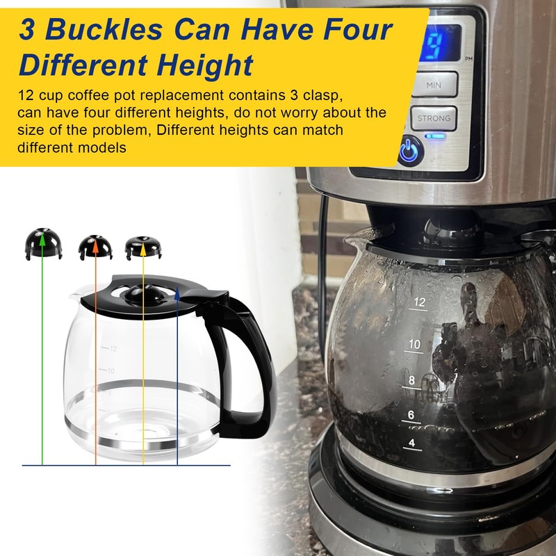 12-Cup Glass Coffee Carafe Replacement Pot Compatible with Mr Coffee,