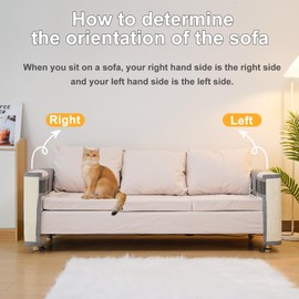 Uross Natural Sisal Cat Couch Protector Cat Scratch Furniture Protector- Couch Protector from Cat Claws, Anti Couch Corner Sofa Protectors Furniture Scratch Guards for Cats - Right