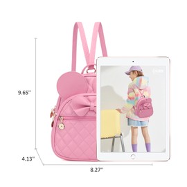 KL928 Girls Quilted Bowknot Cute Mini Backpack Small Daypacks Convertible Shoulder Bag Solid Color Purse for Women