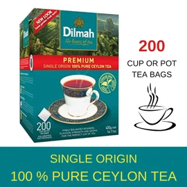 Dilmah Tea Bags | Premium Single Origin, 100% Pure Ceylon Tea, 200 Tea Bags, No Additives, Ethically Grown & Packed in Sri Lanka