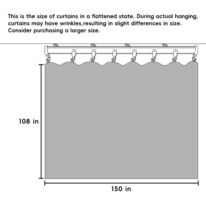 Hoeflife Room Divider Curtains, Blackout Ceiling Track Curtains with Hook
