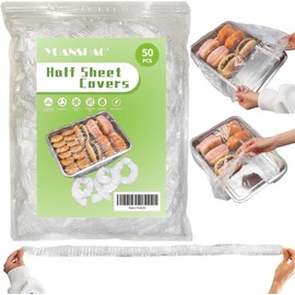 50 Pcs Half Sheet Cover 13 by 18 Inch,Elastic plastic food covers for Baking Pan,Plastic Covers for Baking Tray,large Food Storage Covers,Baking Sheet Covers,Sheet Pan Lid,Cookie Sheet Cover