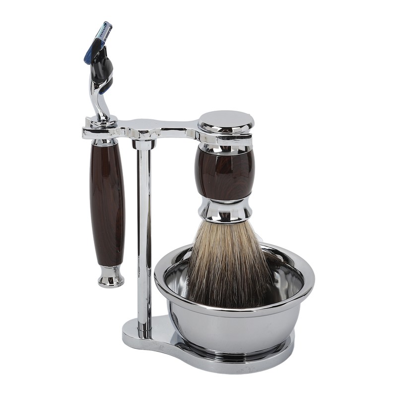 Men Manual Trimmer Kit Trimming Soap Bowl Stand Beard Brush