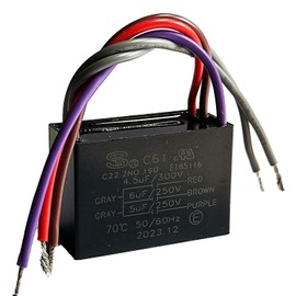 C61 4.5uF+5uF+6uF 5 Wire 250VAC Ceiling Fan Capacitor