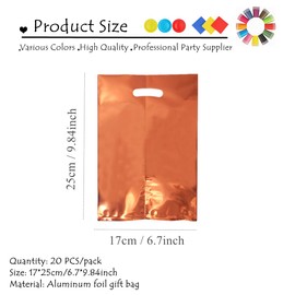 20 PCS Solid Color Orange Foil Gift Bag,Orange Party Gift Bag with Handle,Foil Party Bags fillers Gift Bags for Kids Birthday Party,Shimmer Gift Bag Reusable Small Gift Wrapping Bag for Presents