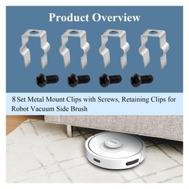 8 Pcs Metal Mount Clips with Screws, Retaining Clips for Robot Vacuum Side Brush, Fit for Shark IQ & AI AV2501S Robot Vacuum and Some Other Models Side Brush, Not Compatible ION Series Modles