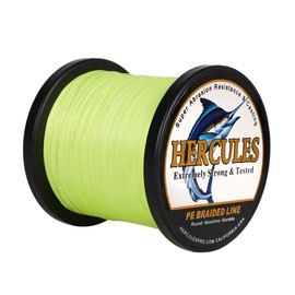 Hilo de pesca trenzado de 4 hebras muy resistente, de 2.7 kg a 45.4 kg para agua salada, 100 m, 300 m, 500 m y 1000 m, diámetro de 0.08 mm a 0.55 mm, alta calidad de HERCULES, agua salada, Verde fosforescente, 50LB(22.7KG)-0.37MM-1094YDS(1000M)
