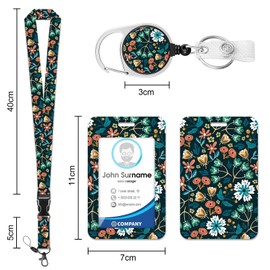 HAKUNEI Tropical Plants ID Badge Holder with Lanyard Retractable Badge Holders Reels with Badge Clip Adjustable for Women Kids Teacher Nurses Doctor Student