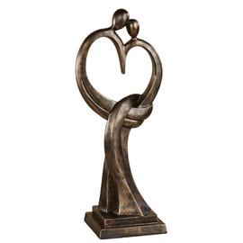 Touch of Class Everlasting Love Sculpture Bronze One Size, Crafted from Resin, Measures 20 inches in Height - Modern Decorative Sculptures for Table, Wedding, Anniversary - Sign of I Love You Statue