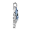 JewelryWeb 15.5mm 925 Sterling Silver Rhodium Plated Polished Blue Crystal