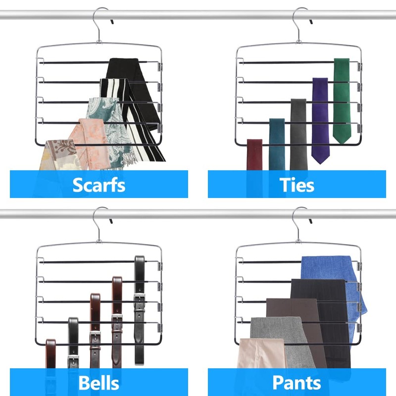 Pants Hangers 3 Pieces,5 Tier Closet Organizers and Storage Clothes