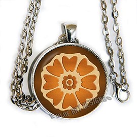 Order of the white lotus inspired glass cab photo pendant necklace
