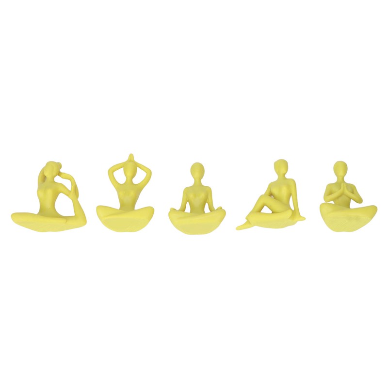 5 Pcs Yoga Statue Simple Style Yellow Attractive Decorative Durable