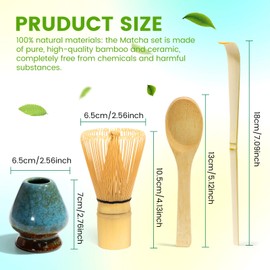 Matcha Set, Japanese Ceremony, Natural Bamboo Matcha Whisk, Bamboo Spoon, Bamboo Scoop, Pen Holder, Matcha Set for Tea Ceremony, Drinks, Blue