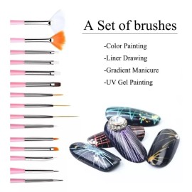 Nail supply 15 Pinceles Profesional Para Mano Alzada Decoración De Uñas