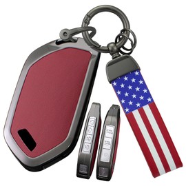ontto Car Key Case Fits Kia Picanto EV9 Sorento MQ4 Carnival K8 Morning K5 Carens Rio Seltos 2024 Alloy Leather Key Case Protective Key Ring Accessories-B Red