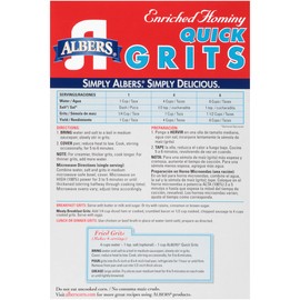 Albers Enriched Hominy Quick Grits, Naturally Low in Fat, 40 OZ Box (Pack of 6)
