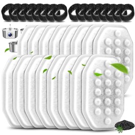 8 Pack Replacement Filters & 8 Pack Pre-Filter Sponges Set for 3.2L/108oz Pet Cat Water Fountain, Pet Fountain Filter Replacement (16 Filters & 16 Sponges)