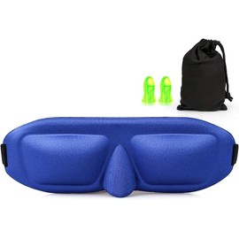 AMAZKER Sleep Eye Mask for Men Women 3D Contoured Cup, Concave Molded, Block Out Light, Molded Soft Comfort Eye Shade with Adjustable Strap (Blue, X-Small)