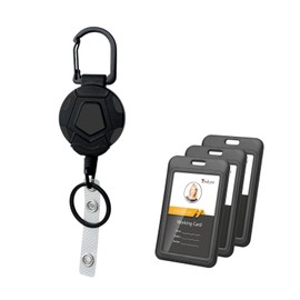 Retractable Key Chain, Heavy Retractable Key Holder with 3 Pack ID Badge Holder, Badge Reels for up to 8 oz Strong with Steels Retractable Cord and Key Ring