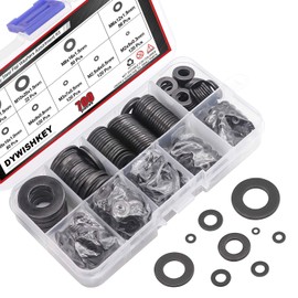 DYWISHKEY 700 Pieces 9 Sizes Black Zinc Plated Steel Flat Washers Assortment Kit (M2 M2.5 M3 M4 M5 M6 M8 M10 M12)