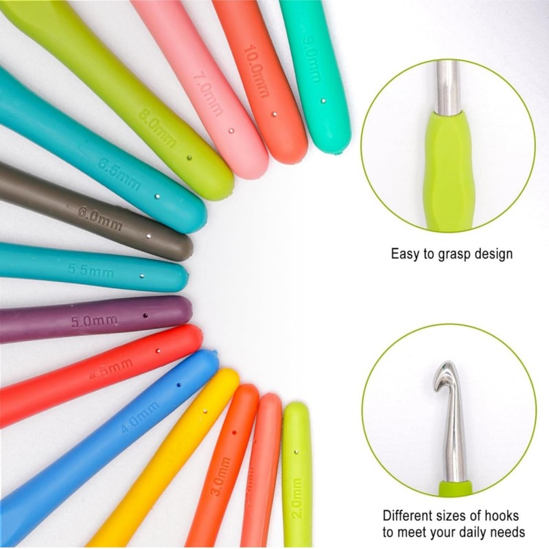 9 Pcs Crochet Hooks Set Ergonomic Handle Extra Long Extreme
