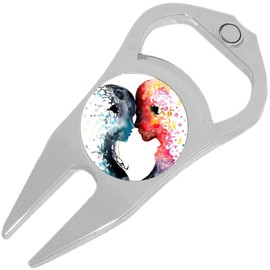 NewCharms Watercolor Couple Golf Ball Marker Divot Repair Tool Bottle Opener