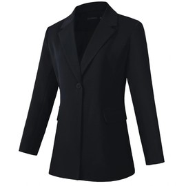 Beninos Womens Long Sleeve Blazers Business Casual Solid Lightweight Suit Jacket Office Blazer (2302C Black, S)