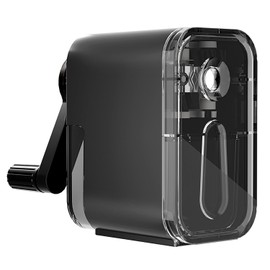 Neoreser Manual Sharpener, Pencil Sharpener with Crank, Manual Pencil Sharpener with Container for Children, Artists, Students, Office (Black)