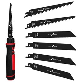 XDOVET 6-In-1 Multi Blades Hand Saw, 6 Inch Drywall Saw Jab, Hand Saw with 2 Drywall and 2 Bi-Metal and 2 Wood Blades, for Cutting Drywall, Wood, Sheetrock, Plastic, Blade Quick Change Mechanism