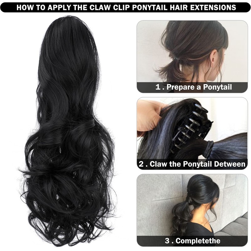 Mitrygreen Claw Clip Ponytail Extension 18" Clip in Wavy Ponytail