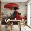 MazoAzuria Japanese Geisha Mural, Kyoto Geisha Wallpaper for Bedroom, Sunset