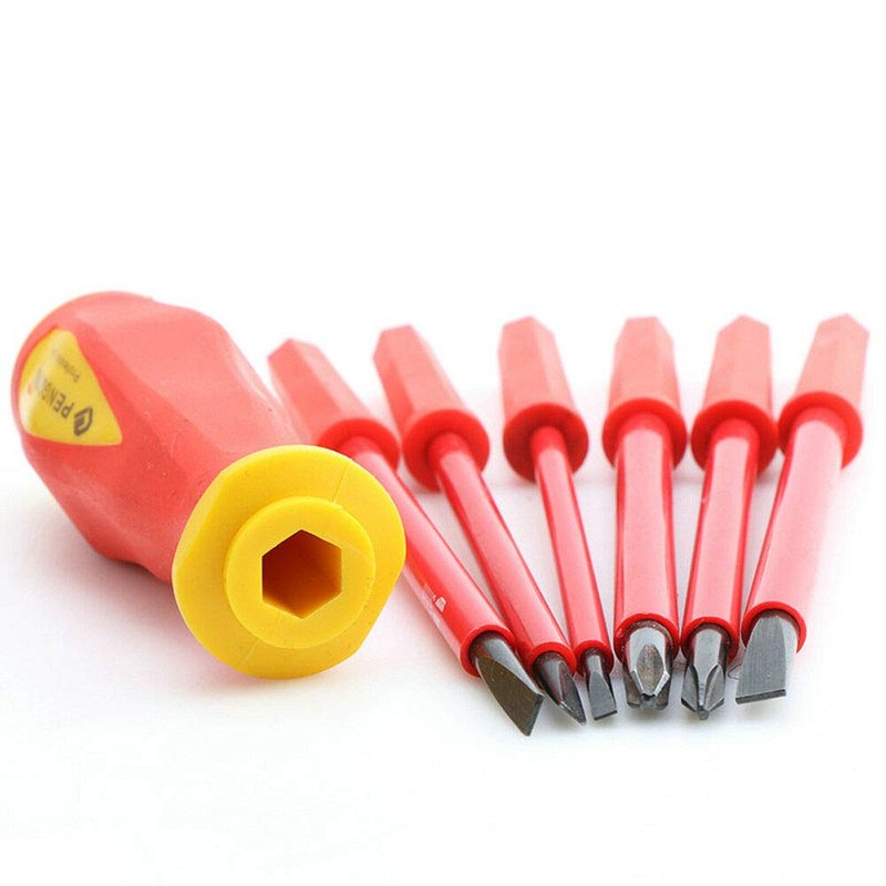 TOOLSTAR Insulated Screwdriver Set, 7 Pieces Magnetic PH Electrician Screwdriver