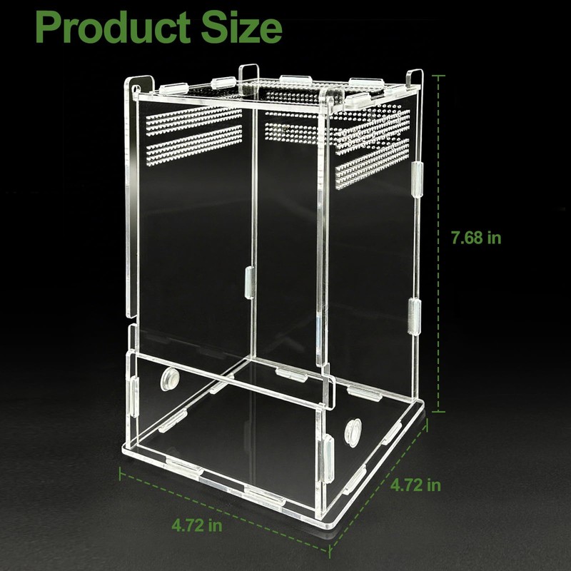 Jumping Spider Enclosure,Insects Habitat,Small Reptile Terrarium Glass House,for Spiders,Tarantulas,Snail,Mantis,Lizard and