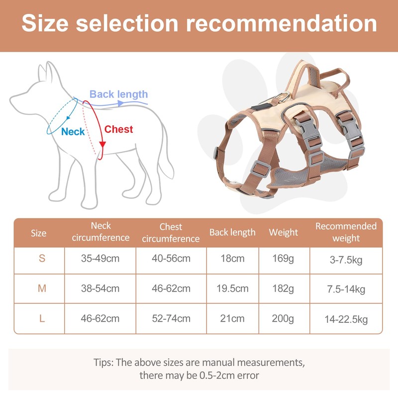 Wisebom Multi-Purpose Dog Harness, Escape Proof Anti-Pull Dog Harness, Anti